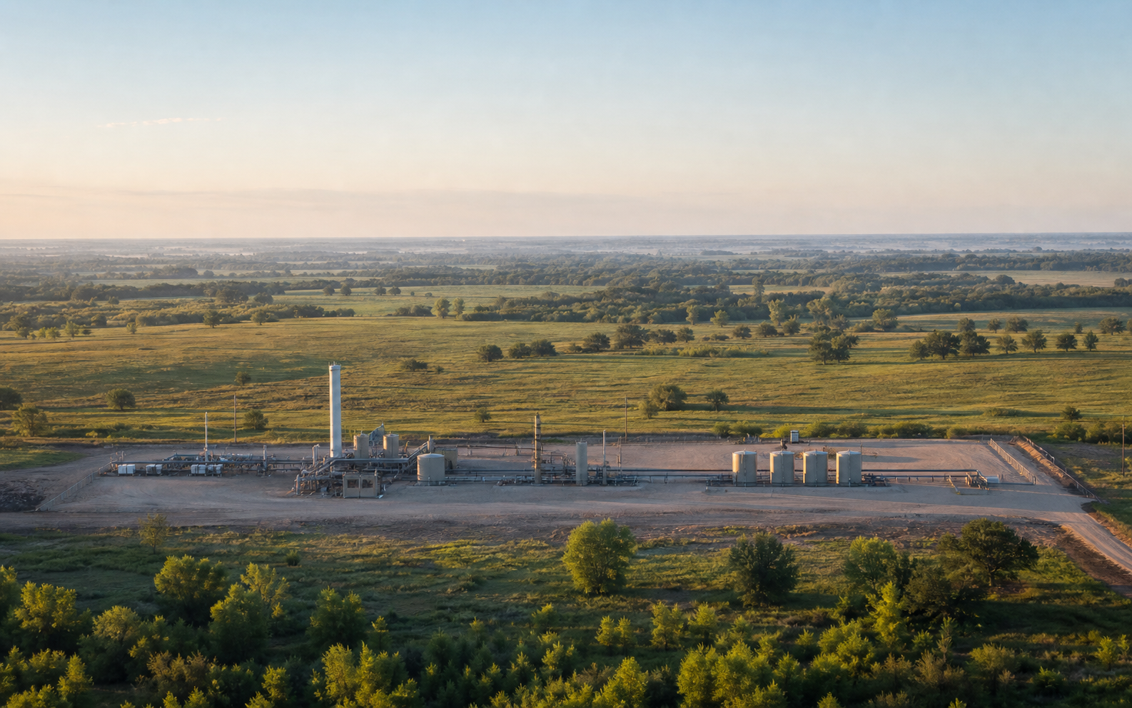 North Texas well pad on ranchland North Texas well pad on ranchland